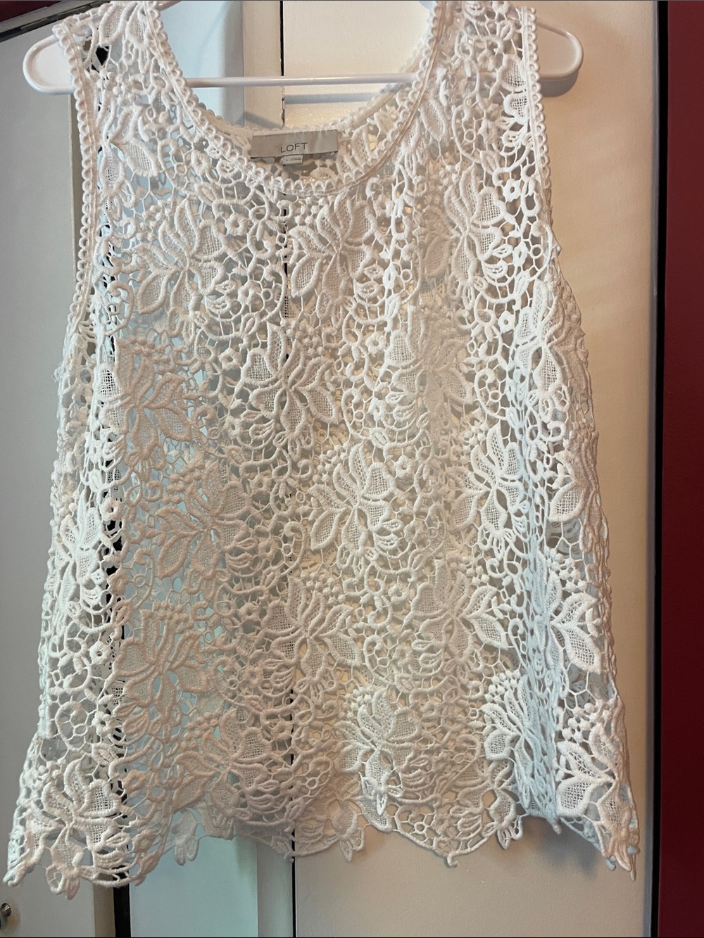 Amazing LOFT White Crochet Lace Sleeveless Top - Picture 8 of 8